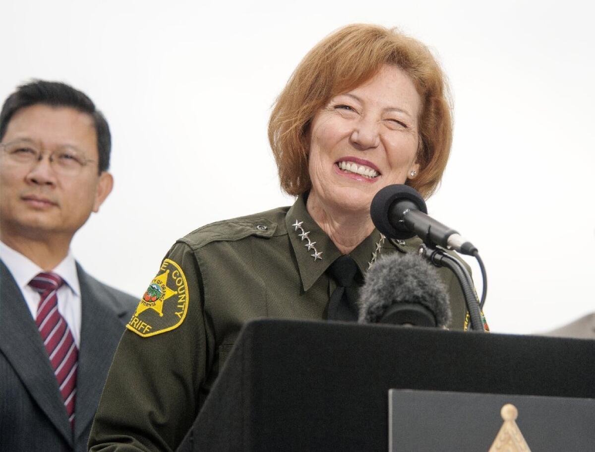 Orange County Sheriff Sandra Hutchens smiles on Feb. 1, 2016.