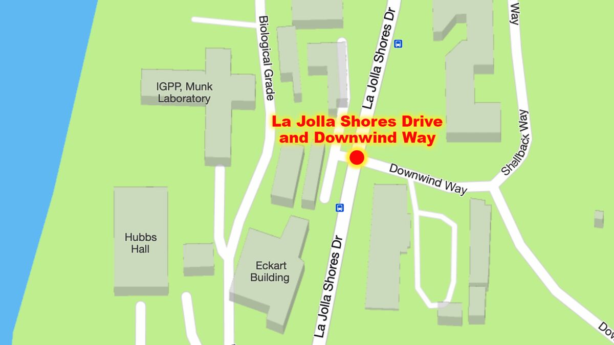 Intersection of La Jolla Shores Drive and Downwind Way in La Jolla