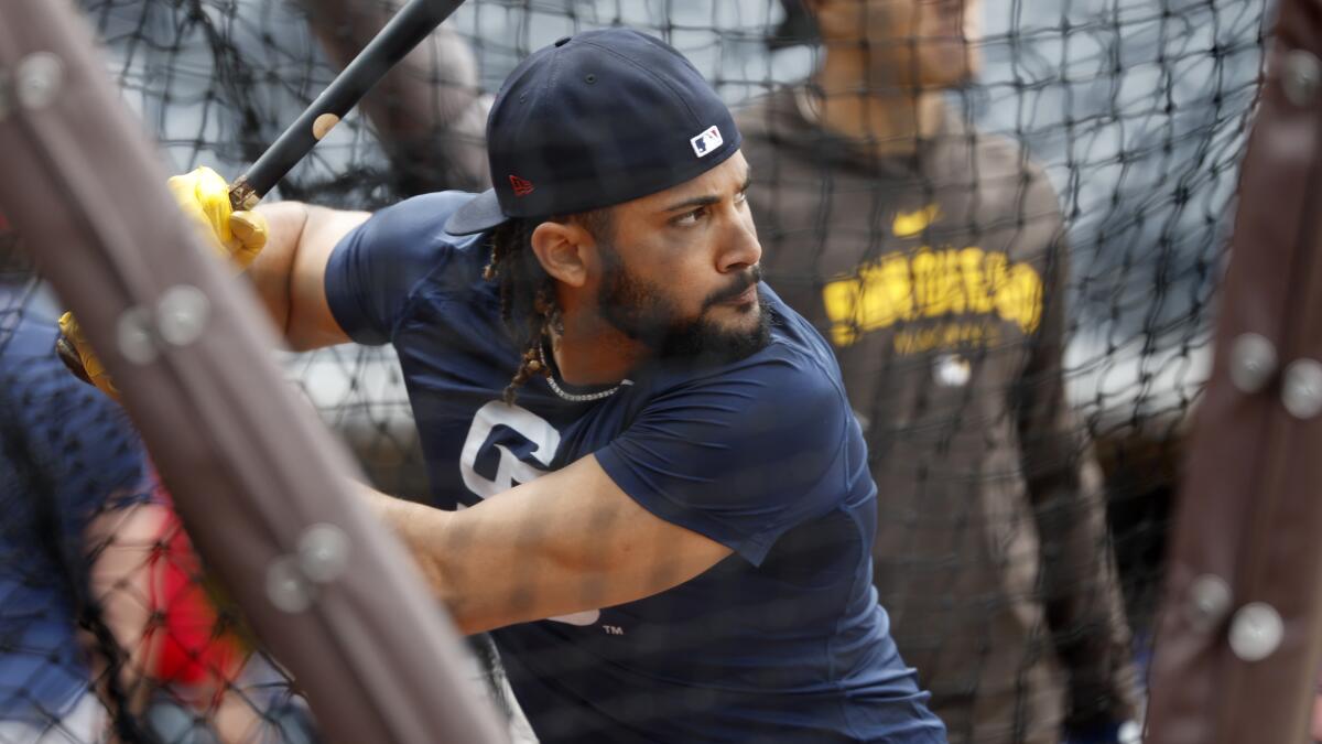 Fernando Tatis Jr. #23 of the San Diego Padres stands on deck