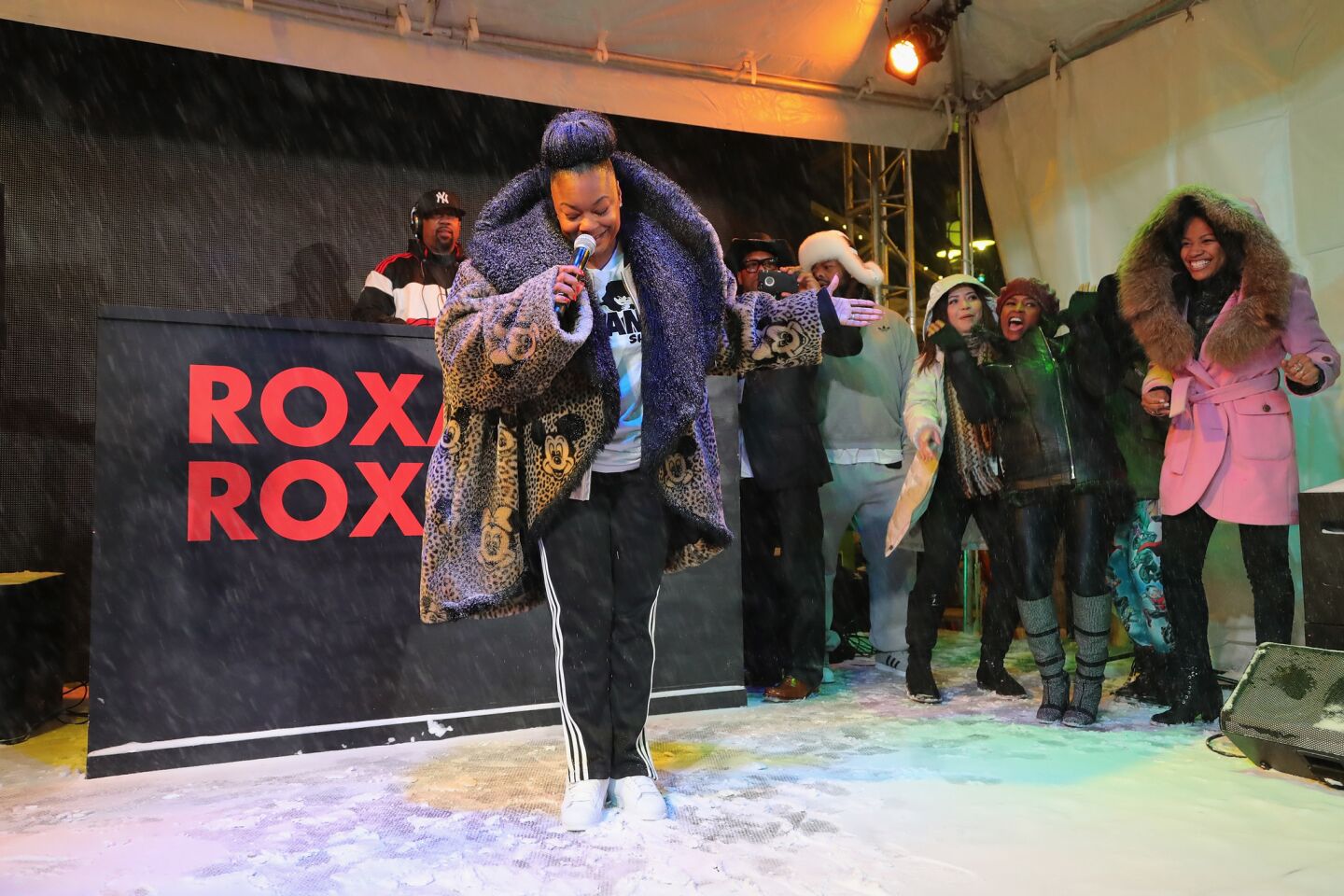 Roxanne Shante performs onstage at the Jan. 22 "Roxanne, Roxanne" party in the Acura Festival Village during the Sundance Film Festival in Park City, Utah.