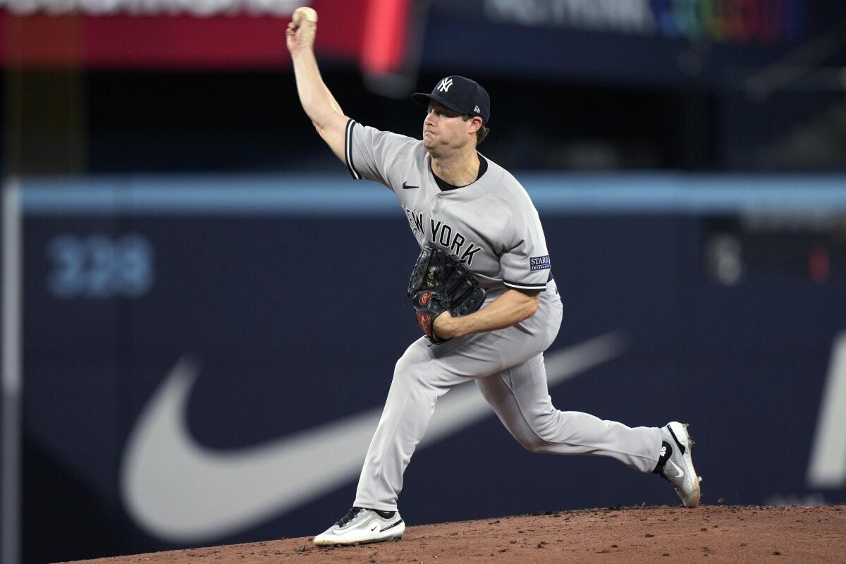 Cole pitches 2-hitter to near ERA title, Judge homers twice and Yankees  beat Blue Jays 6-0 - The San Diego Union-Tribune