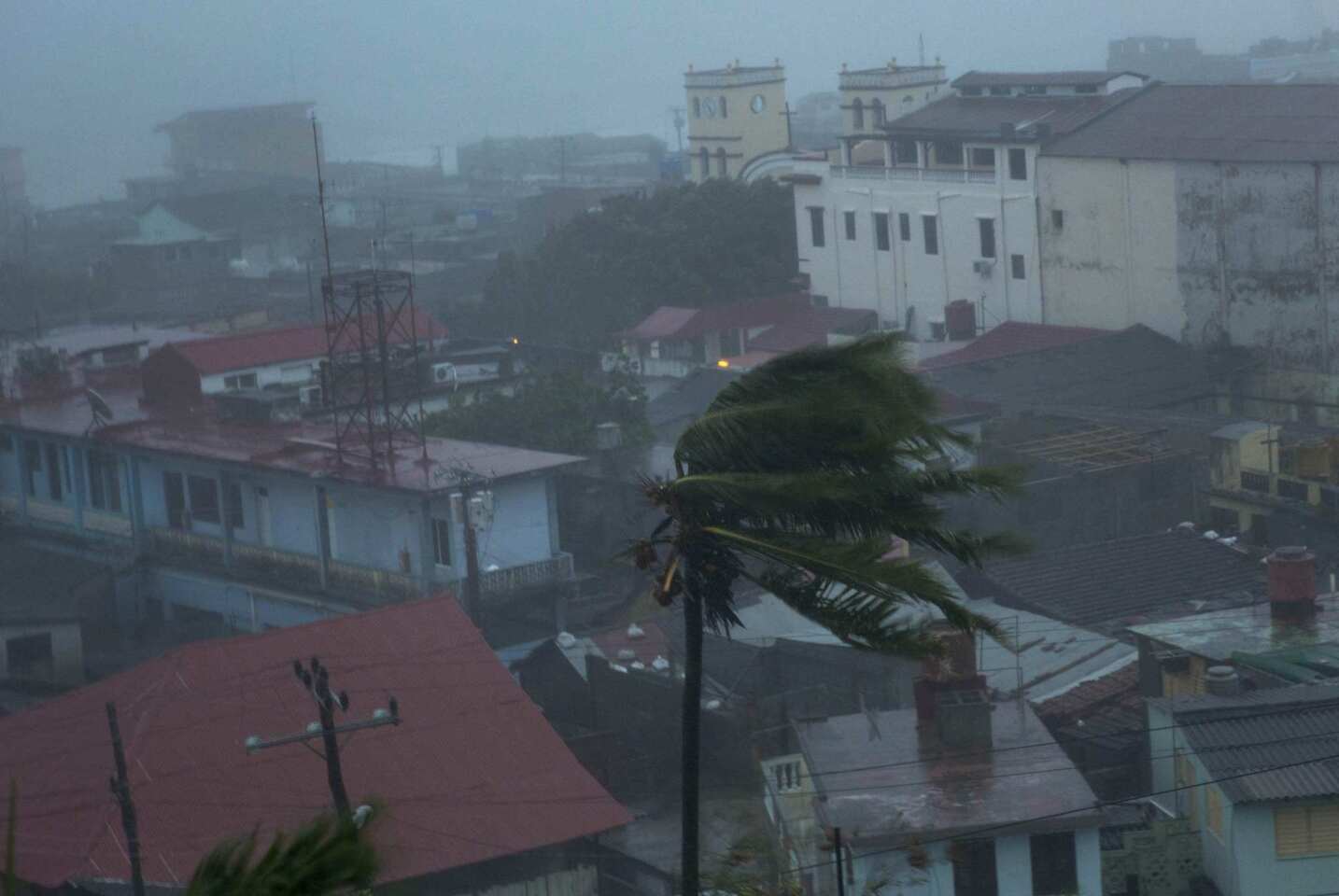 The high winds of Hurricane Matthew roar over Baracoa, Cuba.