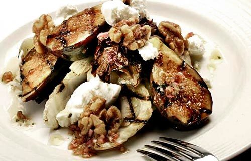 Grilled figs, radicchio and fennel are combined with goat cheese and walnuts and tossed with a sherry vinaigrette. Recipe: Grilled fig salad