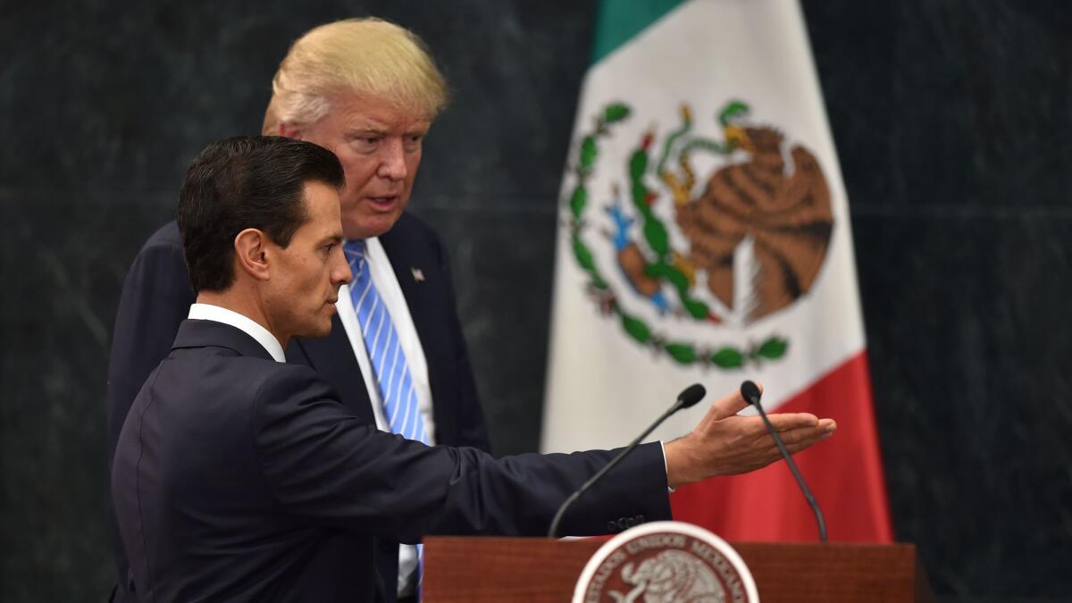 President Trump traveled to Mexico City as a candidate in August to meet with President Enrique Peña Nieto. The two leaders will meet again in Washington on Jan. 31.