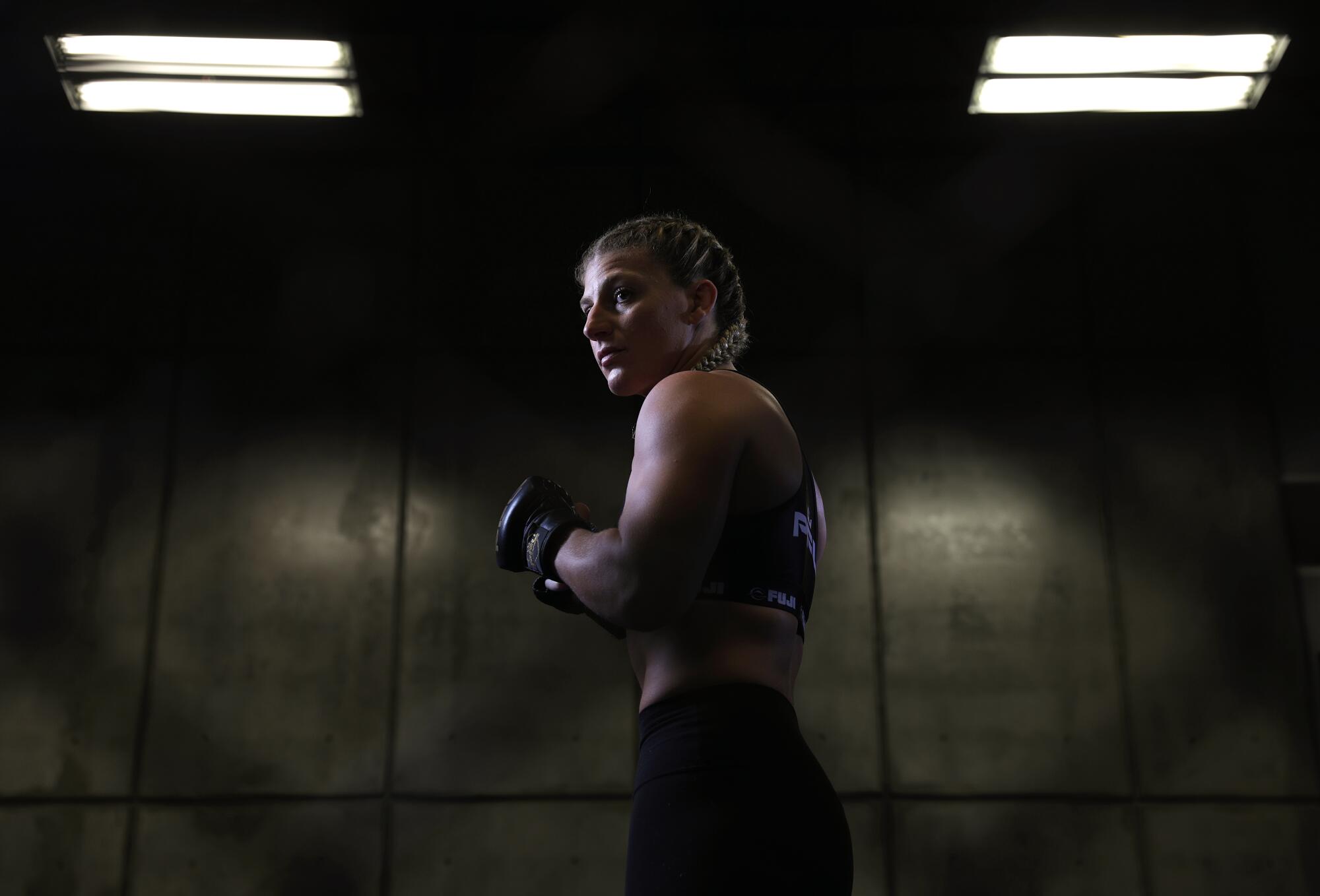 Kayla Harrison is photographed at American Top Team in Coconut Creek, Florida.