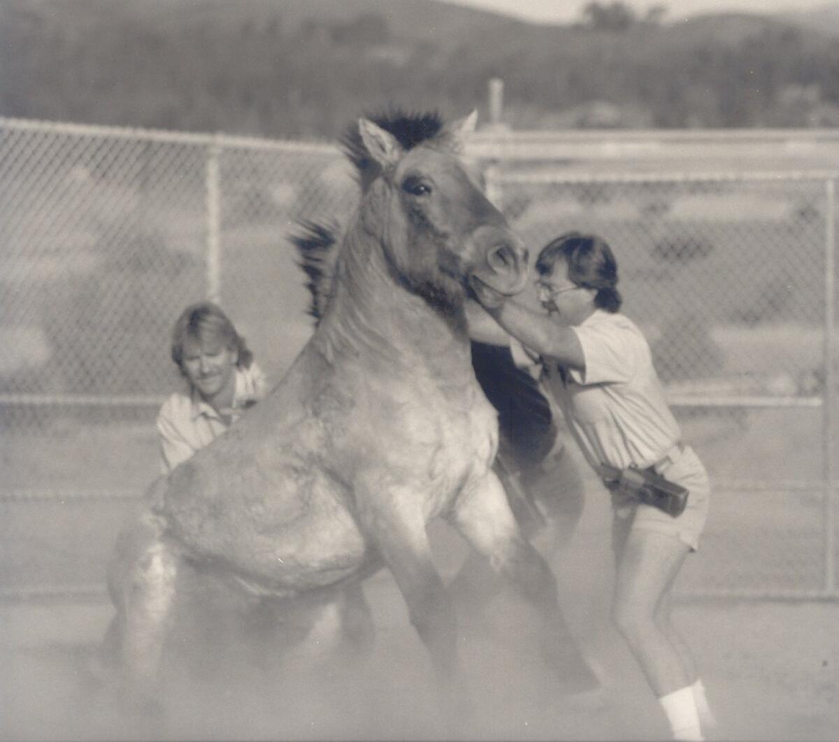 Richard Massena (right), one of the original animal keepers at the Wild Animal Park.