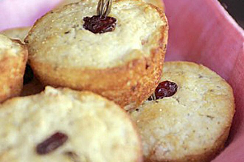 Celebrate the day after Thanksgiving with cornmeal muffins dried apricots, dried cranberries and rosemary.