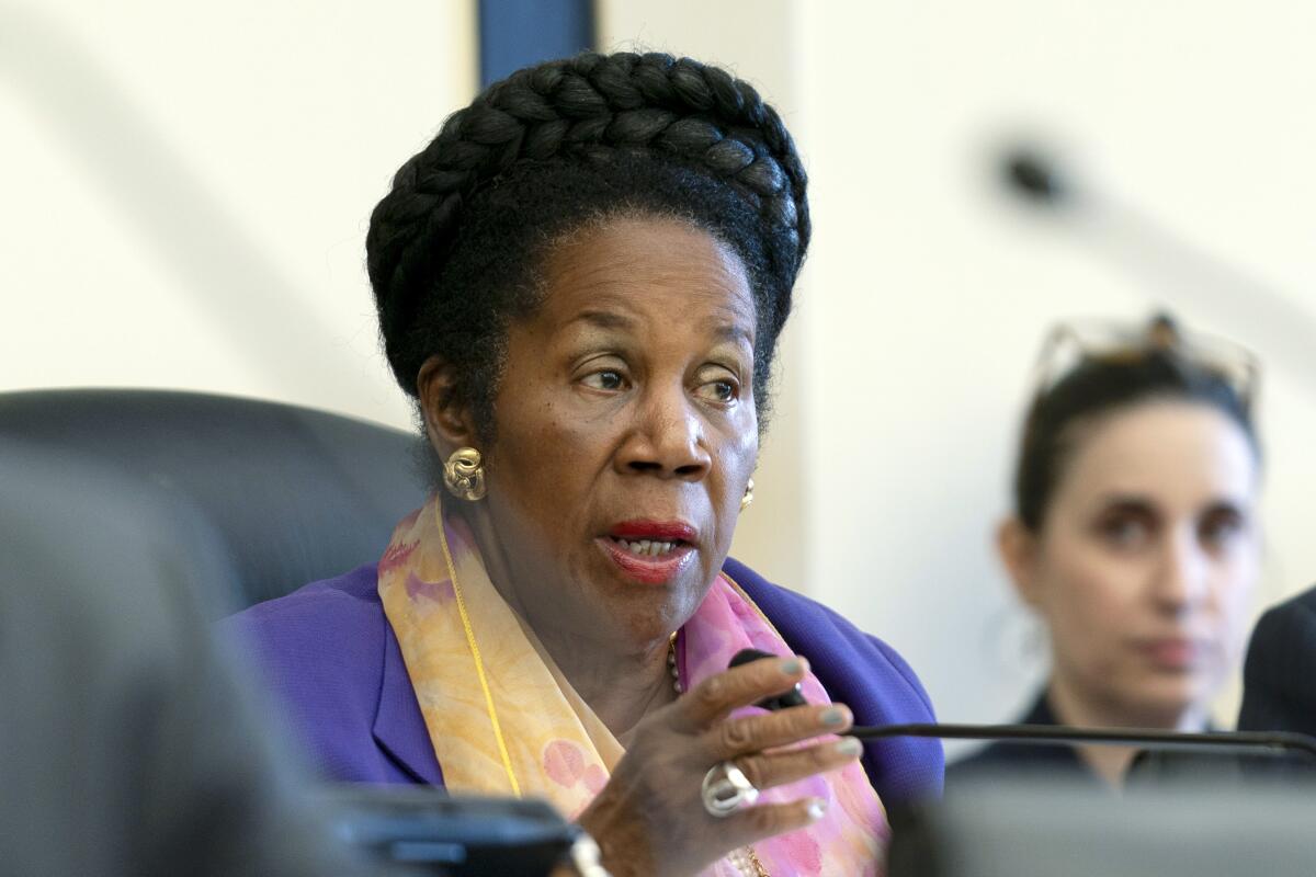 Rep. Sheila Jackson Lee delivers opening statements during a hearing in Washington.