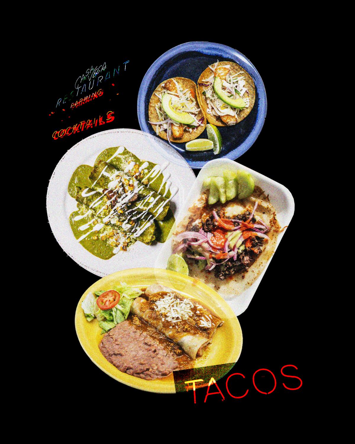Collage of plates of Mexican food 