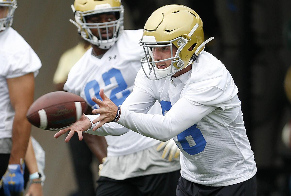 UCLA punter Wade Lees at fall camp at the football fields at the Wasserman Football Center on the campus of UCLA in  on July 31.