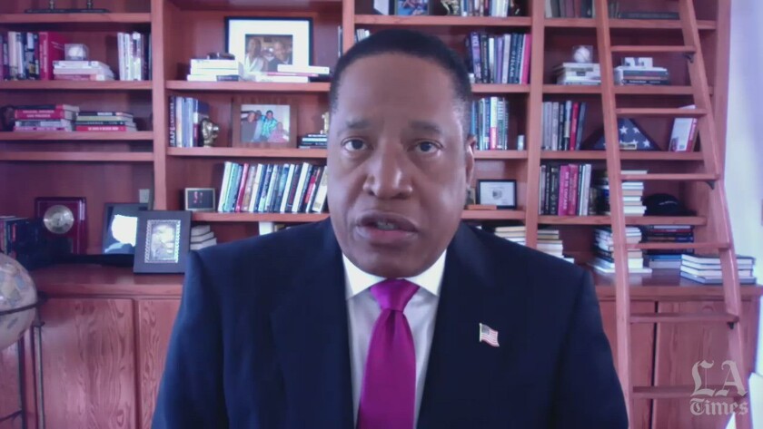 Larry Elder during a Zoom interview.