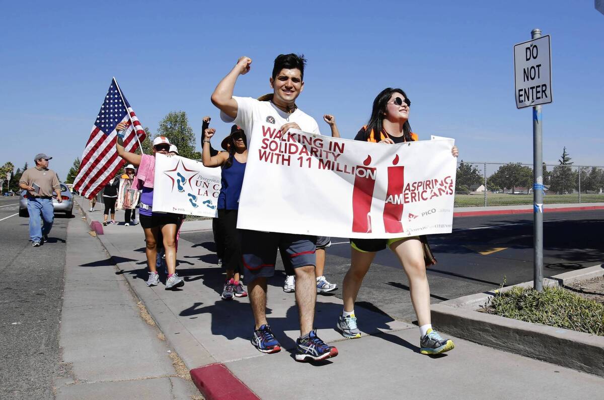 Backers of an immigration overhaul set out from Sacramento on a 21-day march to end in Bakersfield at the district office of Republican U.S. Rep. Kevin McCarthy. Similar events were held across the country during Congress' August recess.