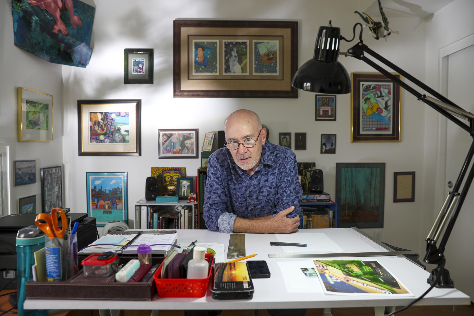 Terrance Whitten in his studio at his new apartment in Los Angeles. 