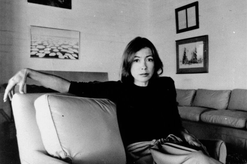 Joan Didion, author of "Play It as It Lays", and "Slouching Towards Bethlehem", is pictured here on May 1, 1977.(AP Photo)