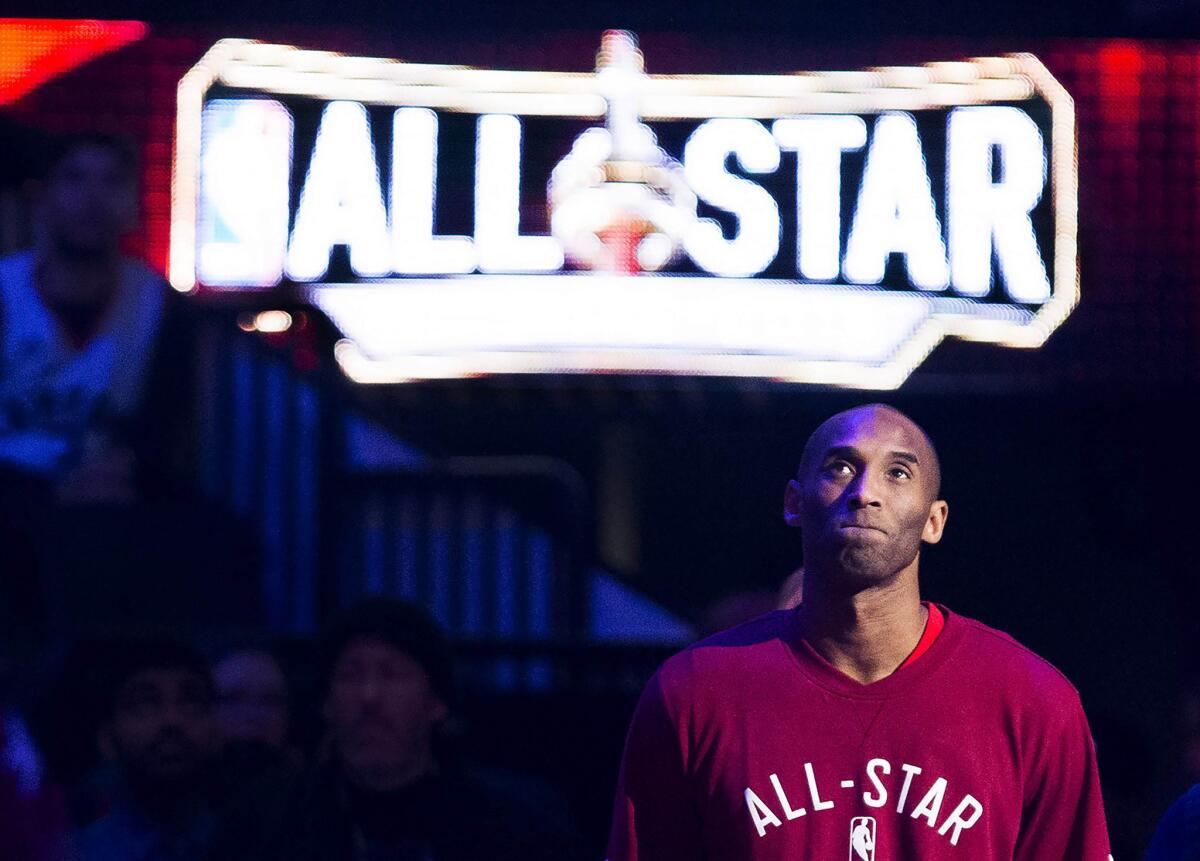 Kobe Bryant is introduced before his 18th and final All-Star Game on Feb. 14, 2016.