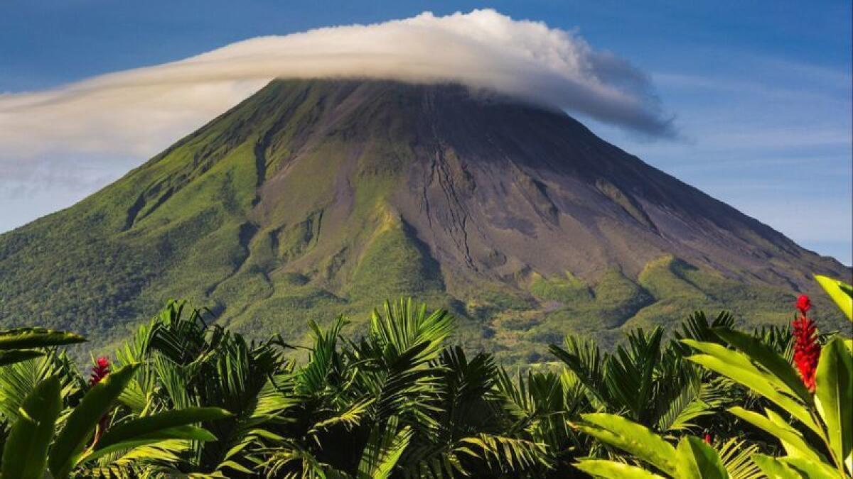 Costa Rica's Arenal Volcano at sunrise.
