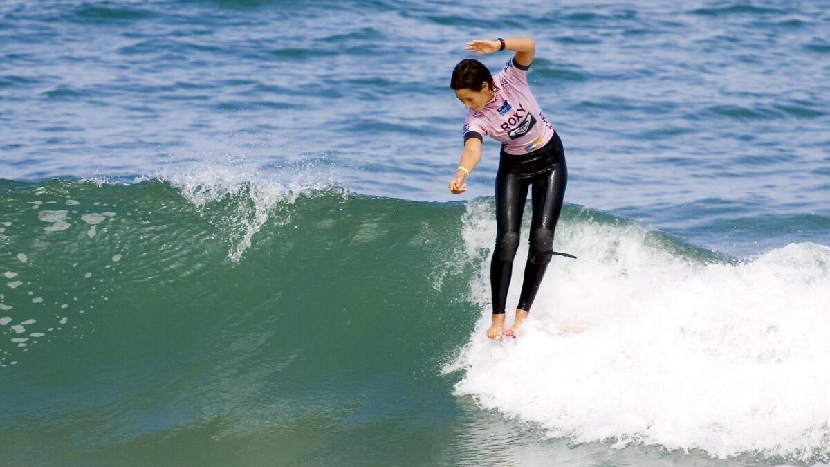 Kassia Meador competes in the 2006 Roxy-ASP Women's World Longboard Championship in Biarritz, France.