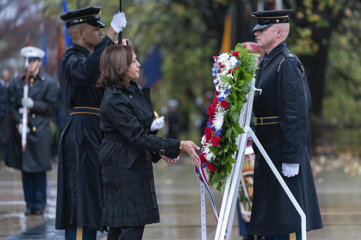 Vice President Kamala Harris lays a wreath at the Tomb of the Unknown Soldier 