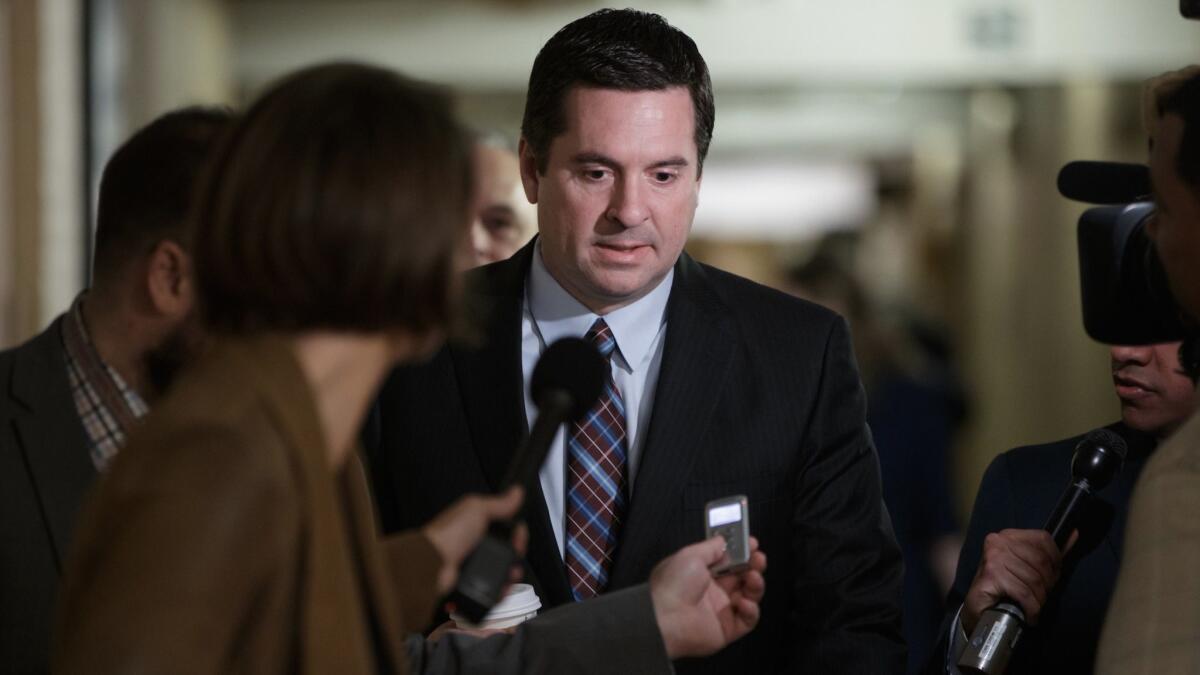 “If Sessions won’t unrecuse and Mueller won’t clear the president, we’re the only ones. Which is really the danger,” House Intelligence Committee Chairman Devin Nunes (R-Tulare) said during a recent fundraiser, according to an audio recording.