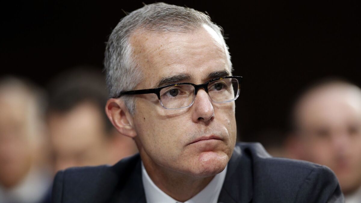Fbi Disciplinary Office Recommends Firing Former Deputy Director Andrew Mccabe Los Angeles Times