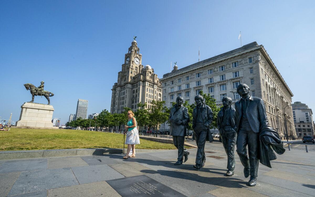 Statues of the Beatles in Liverpool, England