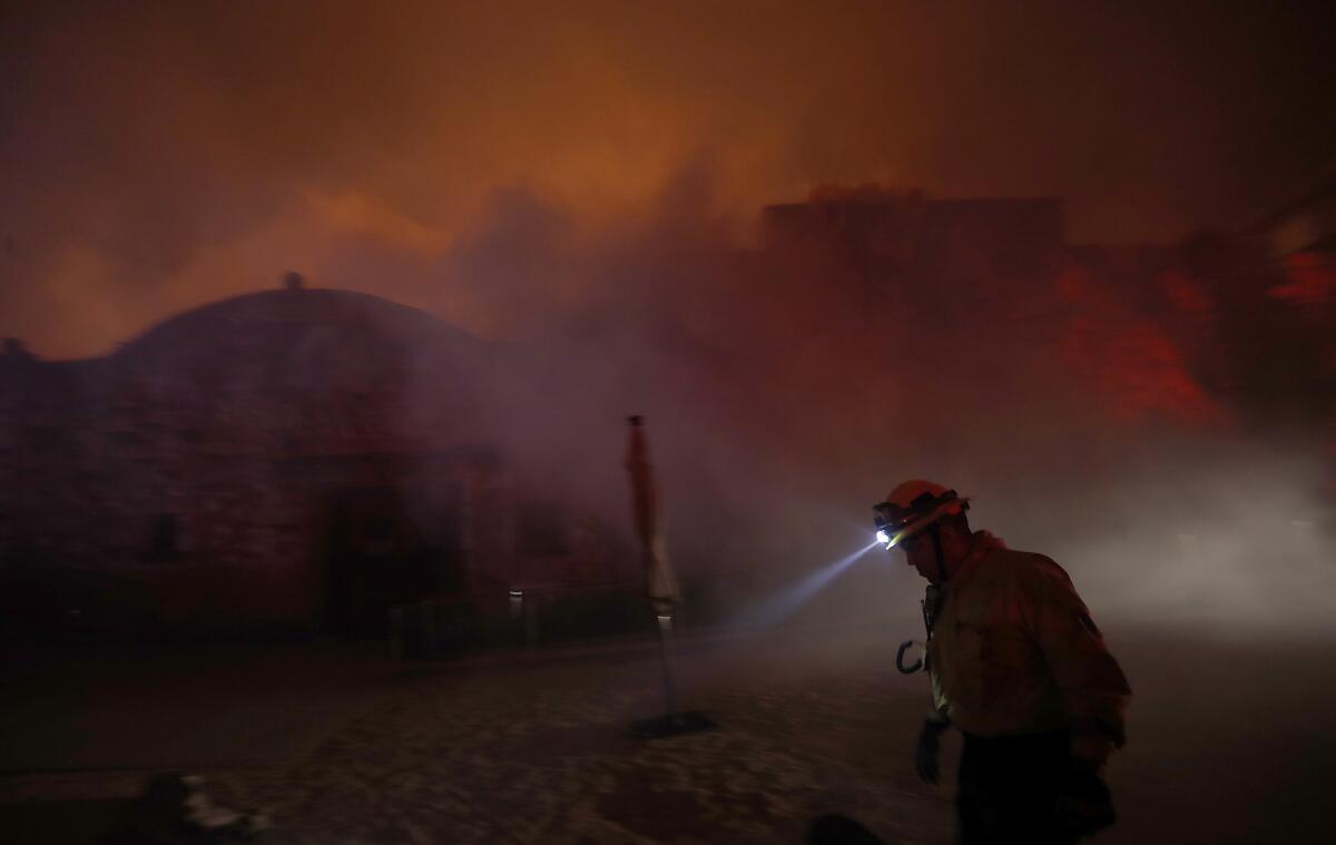 Soda Rock winery on Highway 128 near Healdsburg is consumed by the Kincade fire