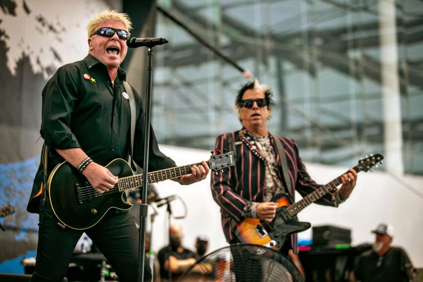 PLAYA DEL REY, CA - AUGUST 08: The band The Offspring performs for Los Angeles Chargers fans as they enjoy a day at SoFi Stadium where The Chargers host FanFest and open practice on Sunday, Aug. 8, 2021 in Playa Del Rey, CA. (Jason Armond / Los Angeles Times)
