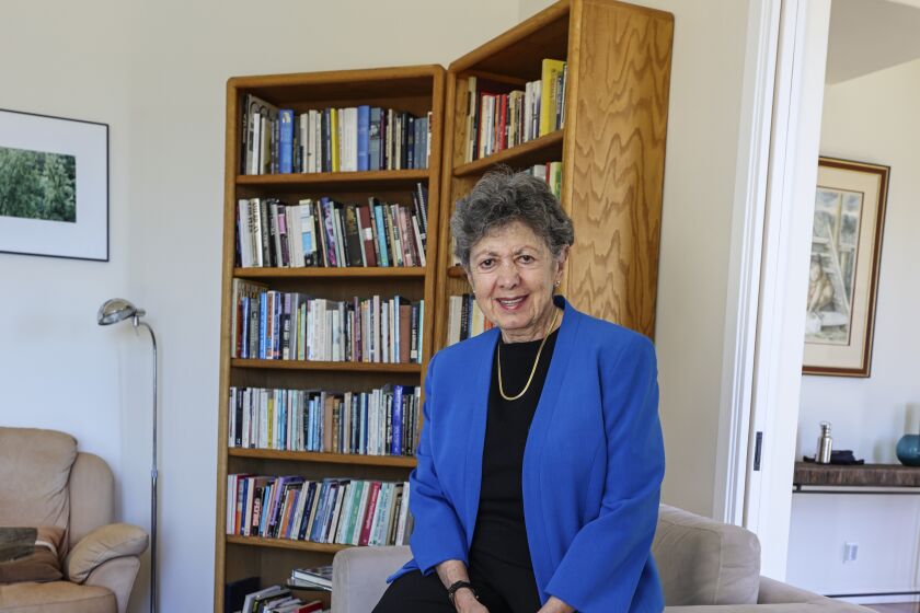 Author Lillian Faderman poses for photos at her home on Thursday, March 24, 2022 in La Jolla.
