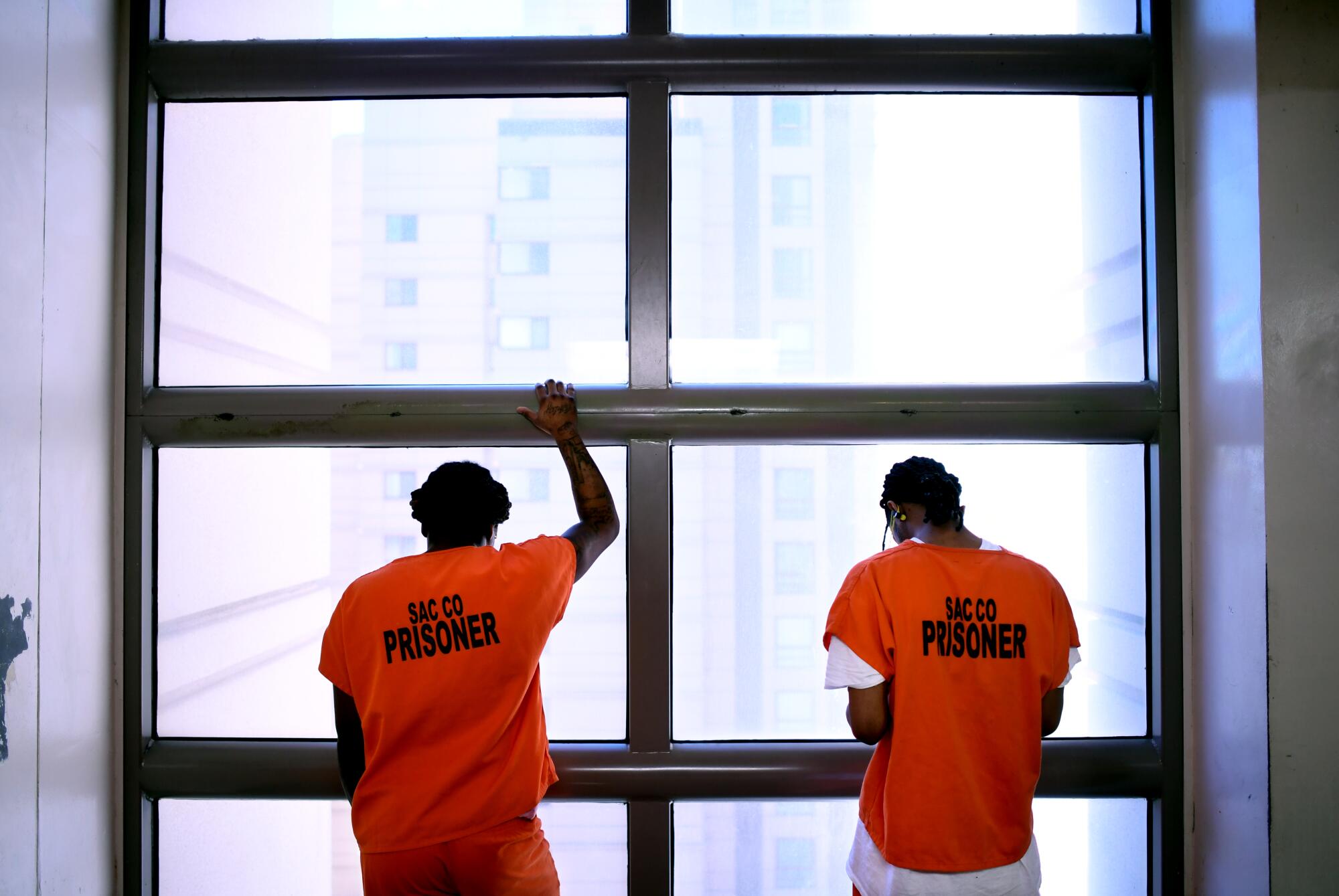 Inmates hang out at the main jail in downtown Sacramento. 