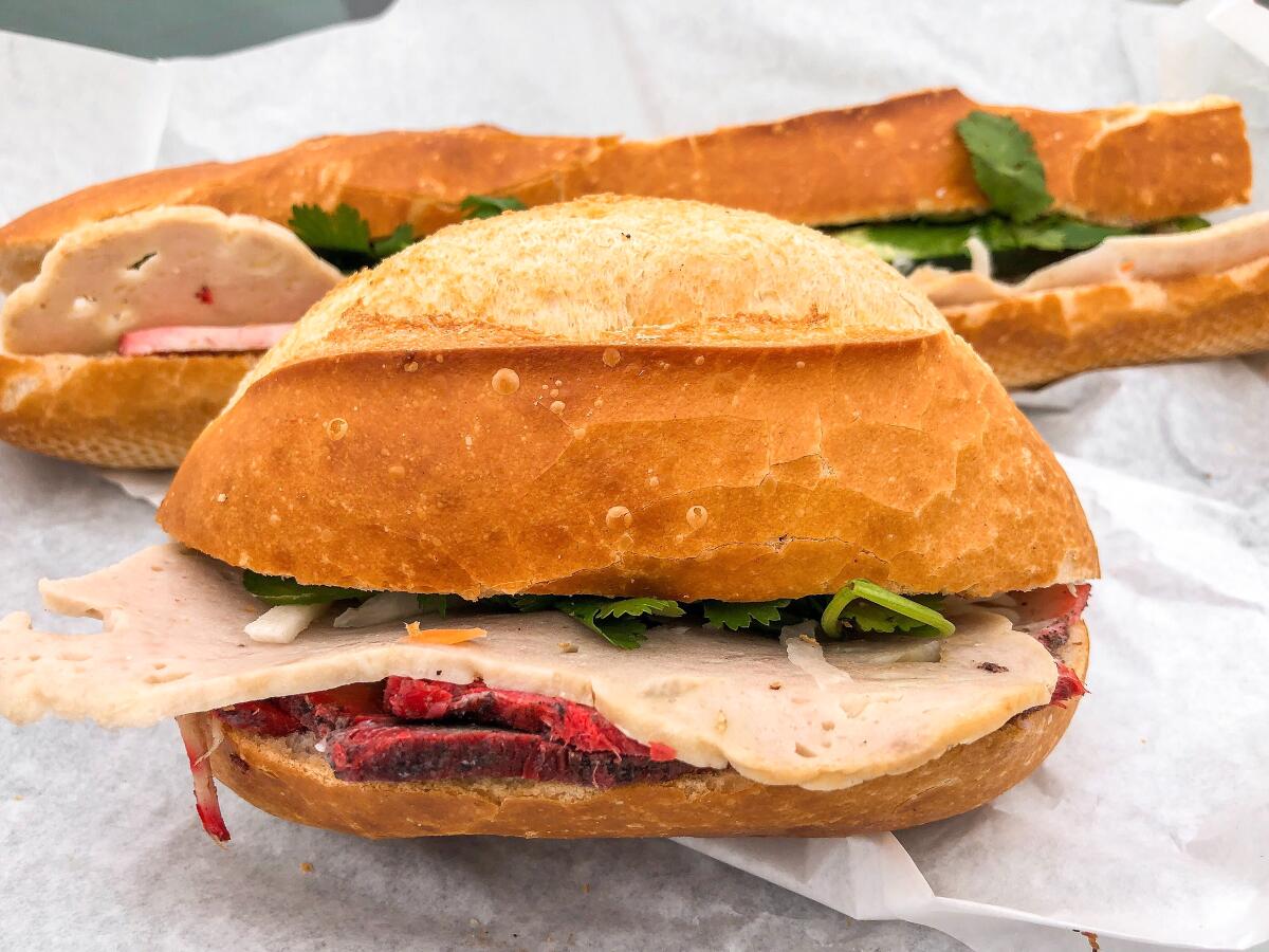 Dac biet in baguette and roll versions from Saigon's Bakery/Banh Mi Saigon in Garden Grove.