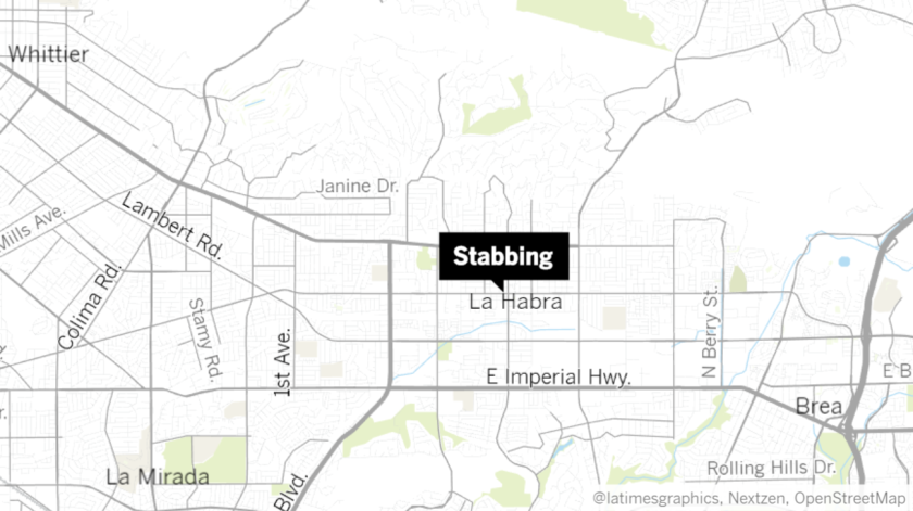 A man was stabbed after trying to help a business owner fend of robbers in a La Habra business, according to police.
