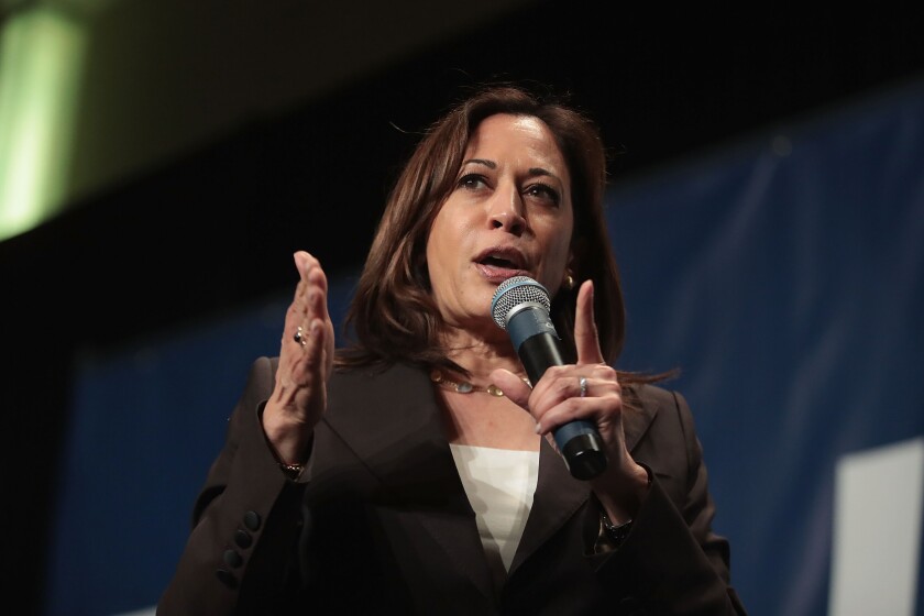 Democratic presidential candidate and California senator Kamala Harris