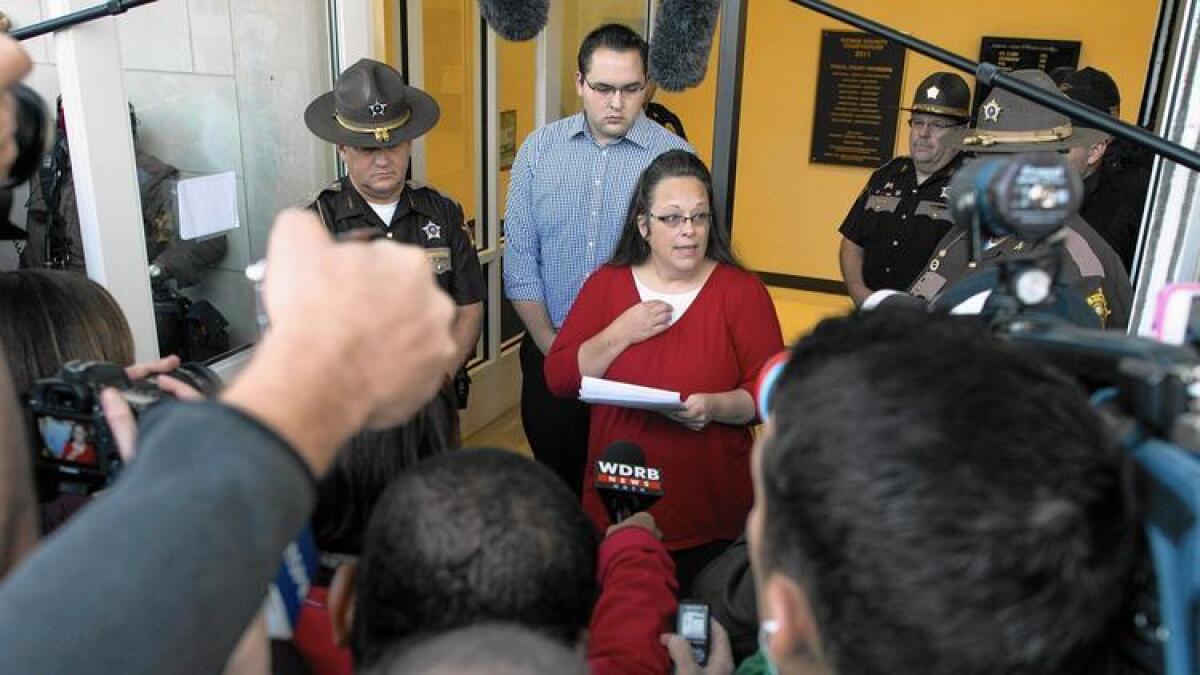 Rowan County Clerk Kim Davis, who went to jail rather than issue marriage licenses to same-sex couples, said she is abandoning the Democratic Party because it failed to support her.