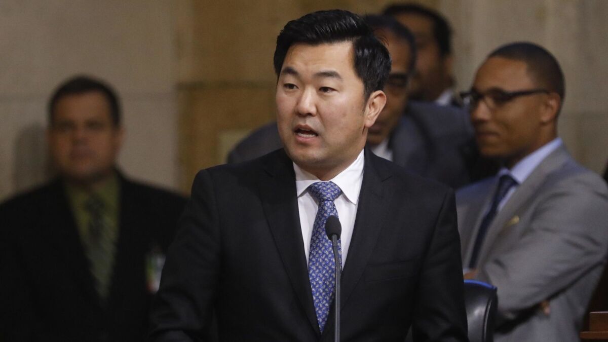 Los Angeles City Councilman David Ryu in council chambers at City Hall in December.