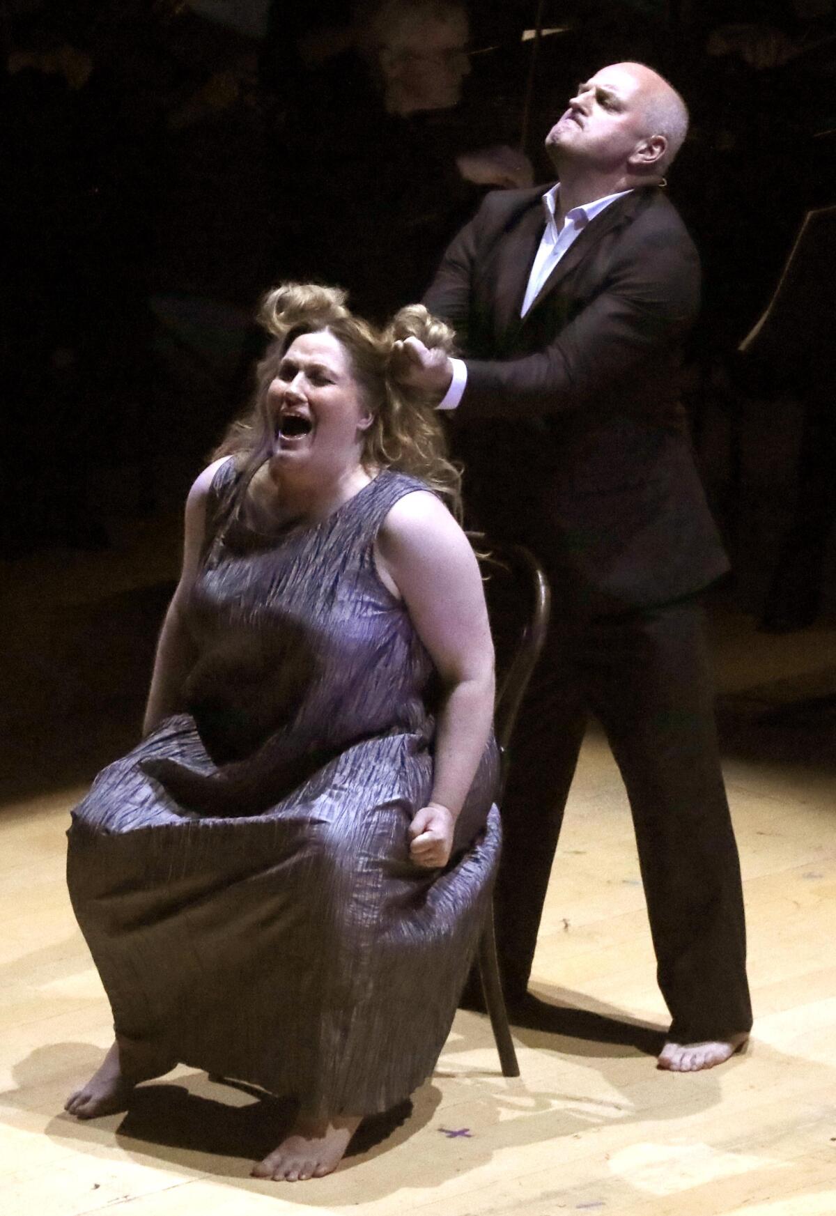 Soprano Madeleine Bradbury and baritone Christopher Purves perform in Hindemith’s “Murderer, the Hope of Women.” 