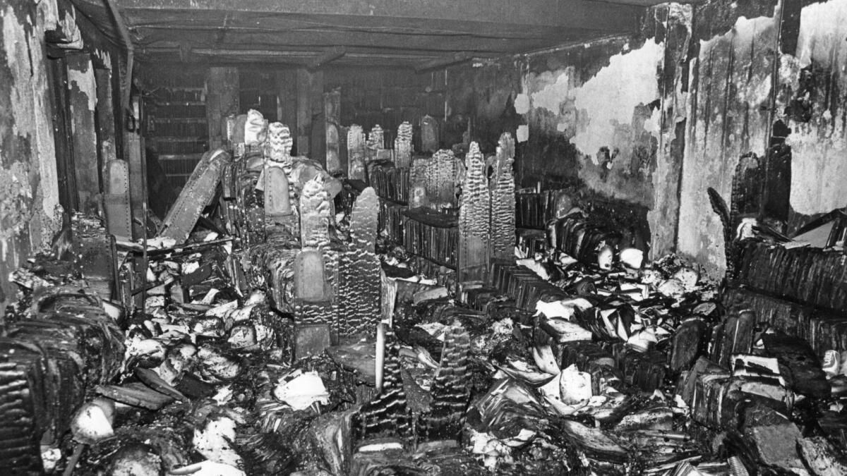 Wreckage after the fire in L.A.'s Central Library.