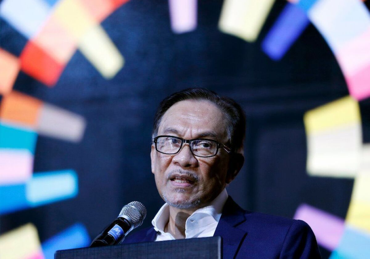 Malaysian reformist Anwar Ibrahim speaks in Manila, Philippines, on Tuesday.
