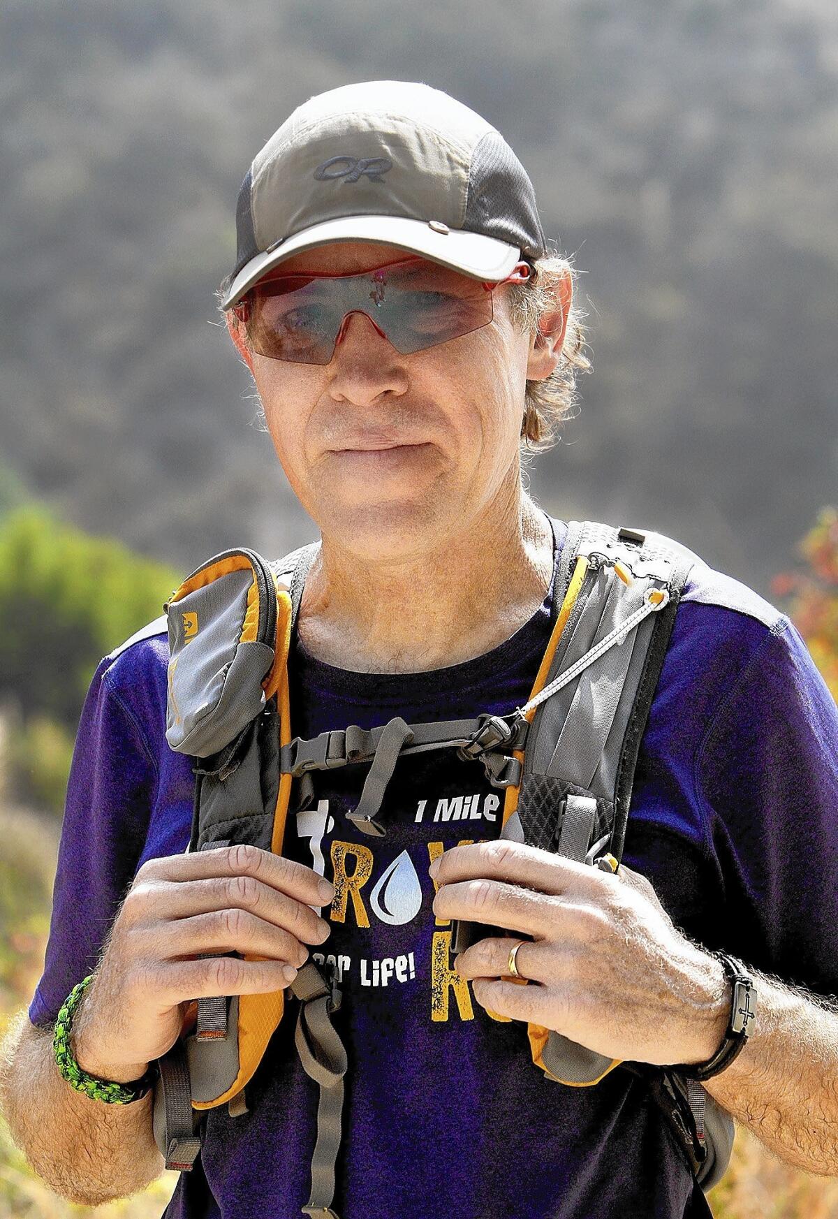 Roy Wiegand, photographed on Tuesday, June 10, 2014, will run from Angels Stadium in Anaheim for his 80-mile trek to raise money for the Michael Hoefflin Foundation for Children's Cancer in honor of Christopher Wilke, the 12-year-old Burbank Boy Scout and Angels fan who lost his battle with the disease in March.