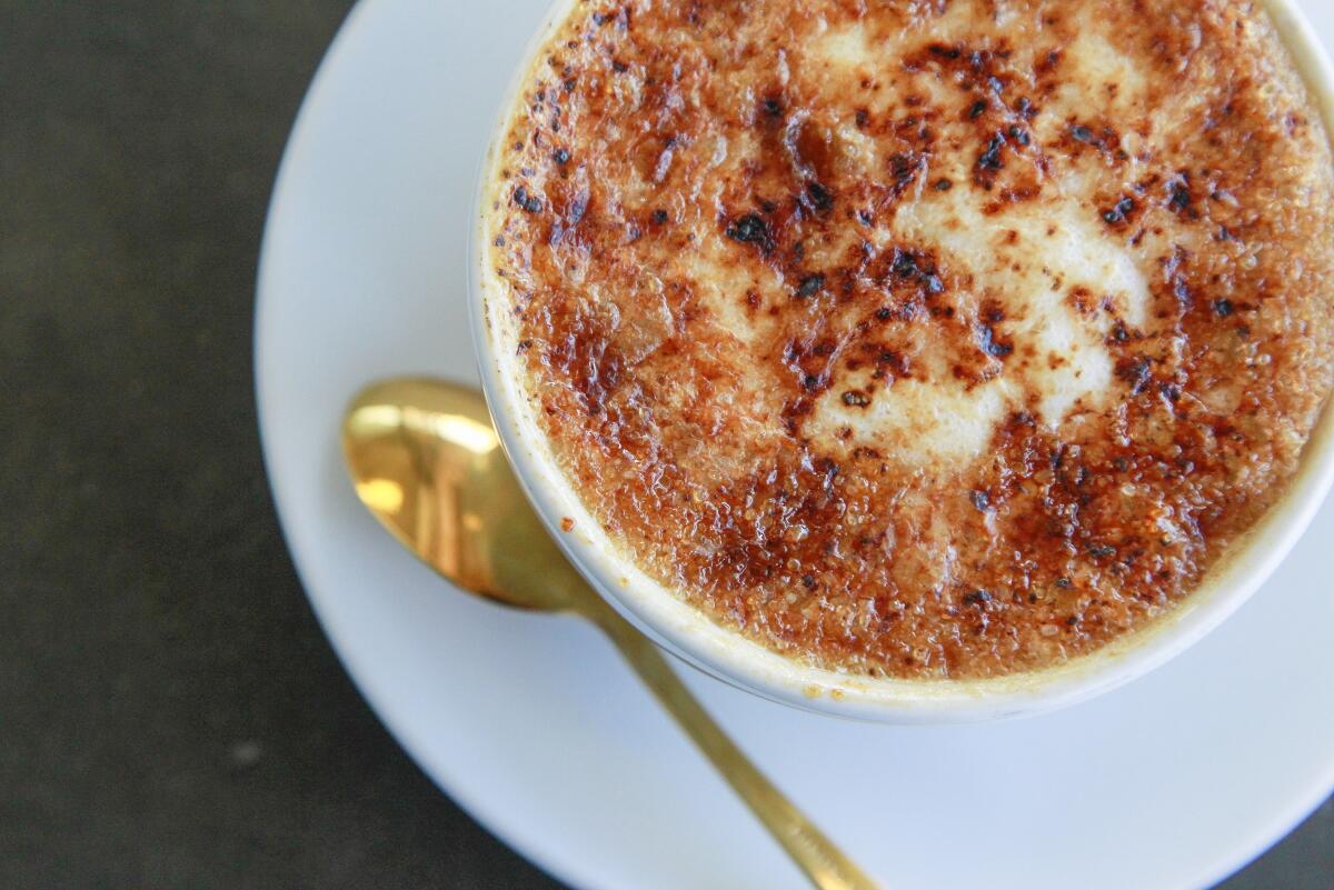 Creme Brûlée Latte at the Mostra coffee shop in San Diego's Carmel Mountain area.