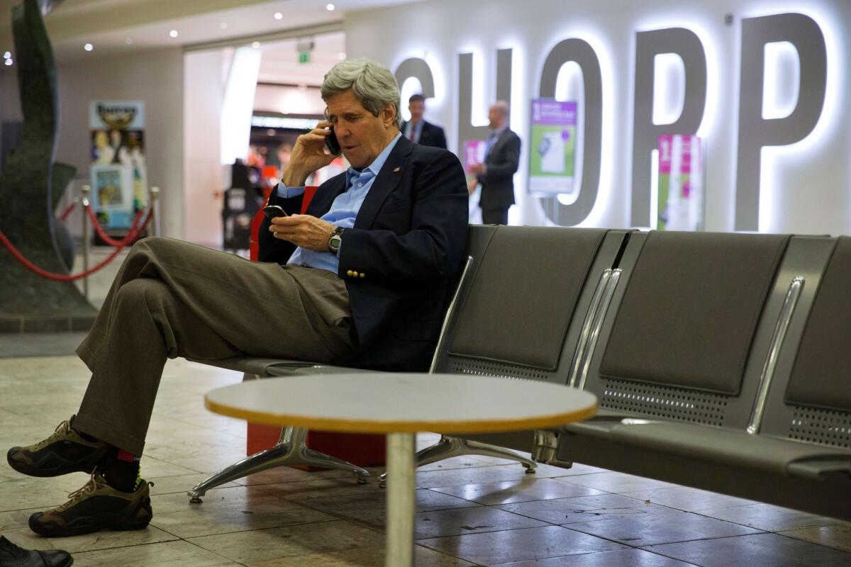 Secretary of State John F. Kerry, on a refueling stop at Shannon Airport in Ireland on Saturday, arranges a meeting with Russian Foreign Minister Sergei Lavrov in Paris.