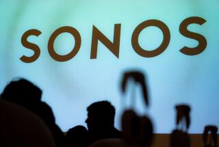 The Sonos logo during a media preview in New York, US, on Wednesday, May 15, 2024. Sonos Inc. is entering the headphone market with a $449 device, part of an effort to turn the home-speaker company into a broader maker of consumer technology. Photographer: Jeenah Moon/Bloomberg via Getty Images