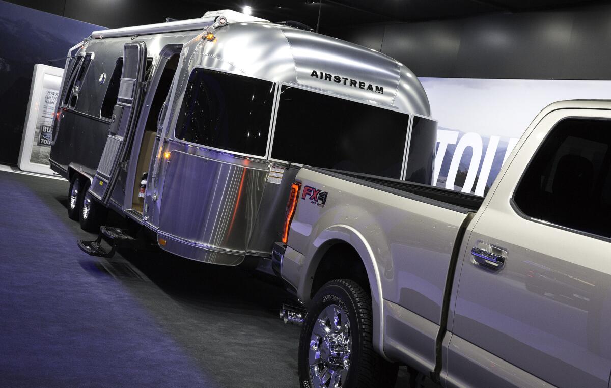 Airstream trailer at the Los Angeles Auto Show at the Los Angeles Convention Center in Los Angeles, Calif., on Nov. 19, 2015.