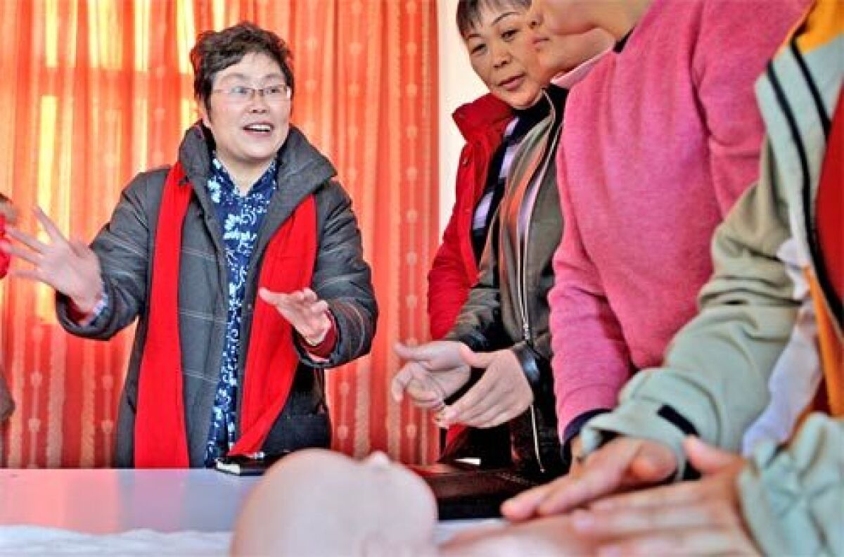 THEY JUST NEED OPPORTUNITIES: Womens rights activist Xie Lihua visits a midwifery class at a school outside Beijing that she founded to help rural women in China, who are often treated like second-class citizens.