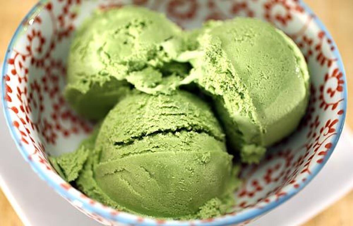 SWEET TOOTH: Custardy yet light green tea ice cream is made with cream, milk, eggs and green tea powder.