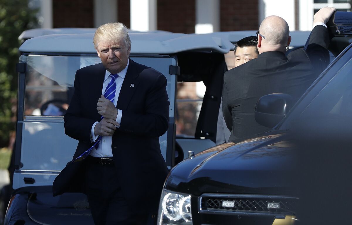 President-elect Donald Trump arrives at his golf course in Bedminster, N.J., on Nov. 19, 2016.