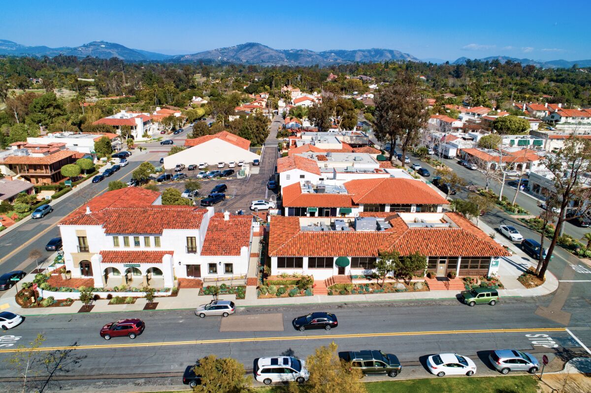 Plaza de Acacias in the Rancho Santa Fe village is up for sale.