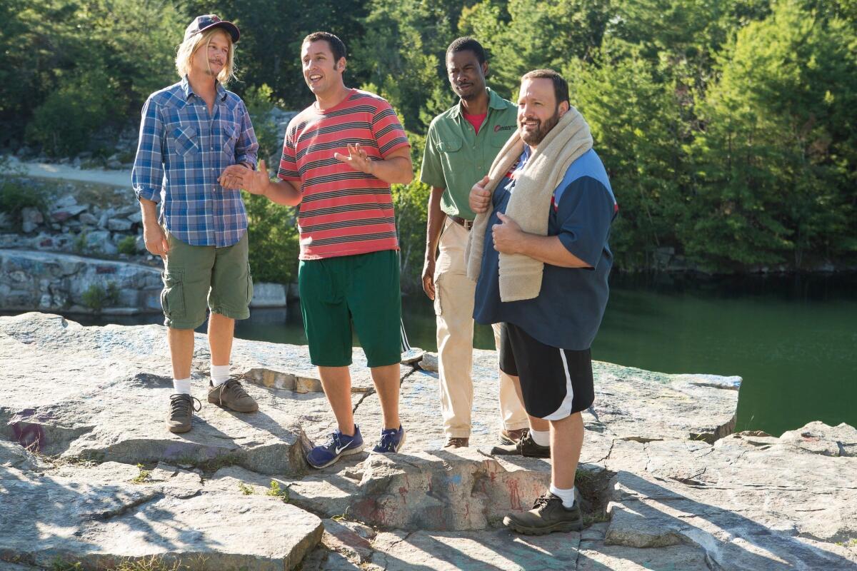 David Spade, left, Adam Sandler, Chris Rock and Kevin James in the 2010 film "Grown Ups."