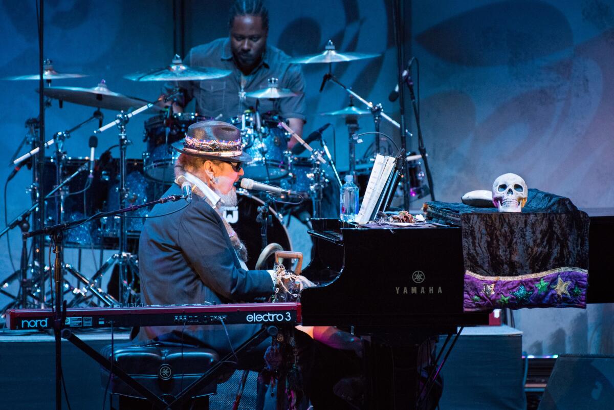 New Orleans pianist, singer, songwriter and producer Dr. John during his part of Wednesday's concert at the Hollywood Bowl paying tribute to late New Orleans R&B patriarch Allen Toussaint.