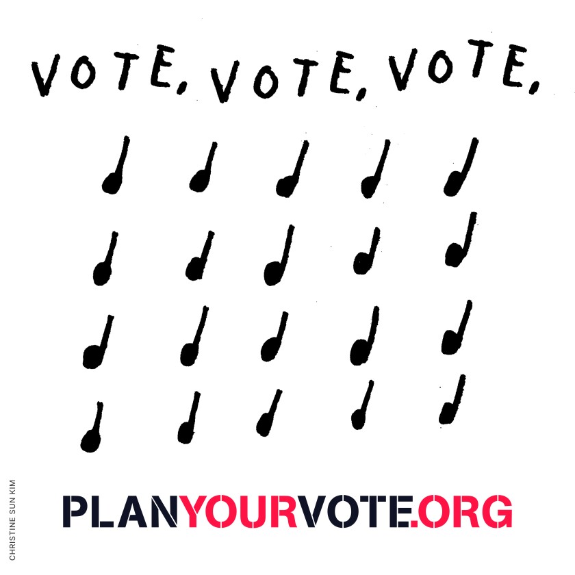   La imagen de la artista Christine Sun Kim para Plan Your Vote. 