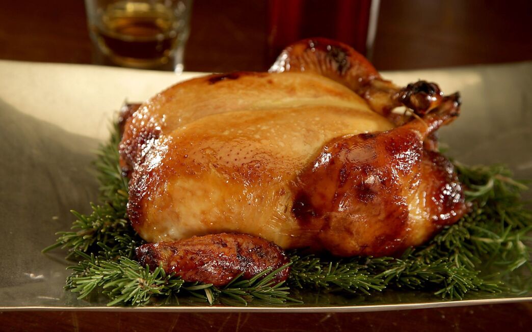 Honey-bourbon roast chicken